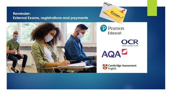 External Exams, registrations and payments